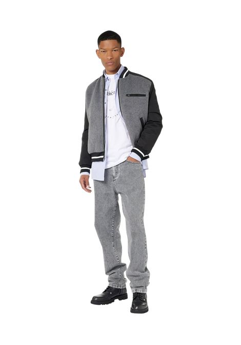 Varsity jacket in panno misto lana nero e grigio con inserti nylon cordura e logo Iceberg Jeans ICEBERG JEANS | Giubbotti | O0416452U980